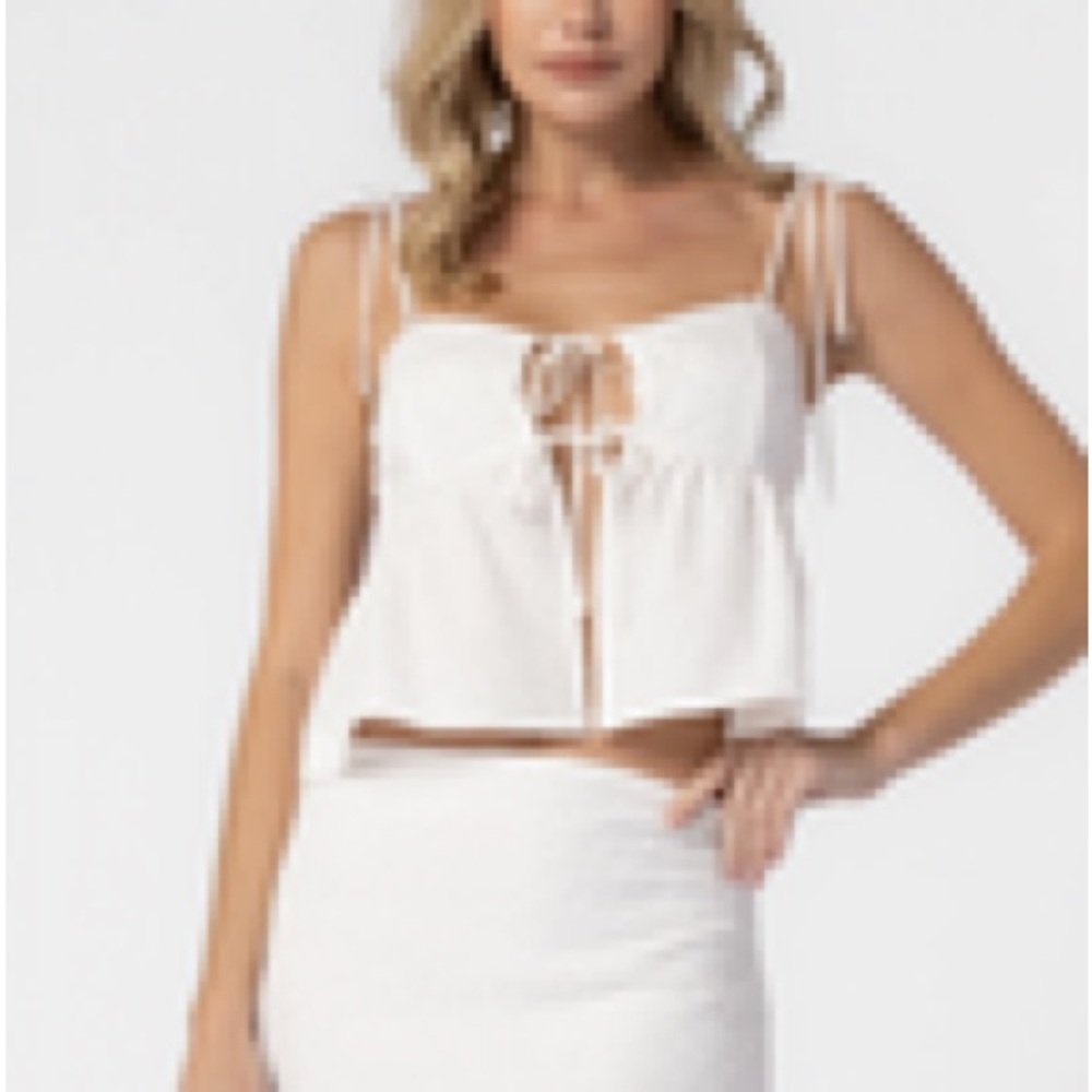 White Tie-Front Crop Top